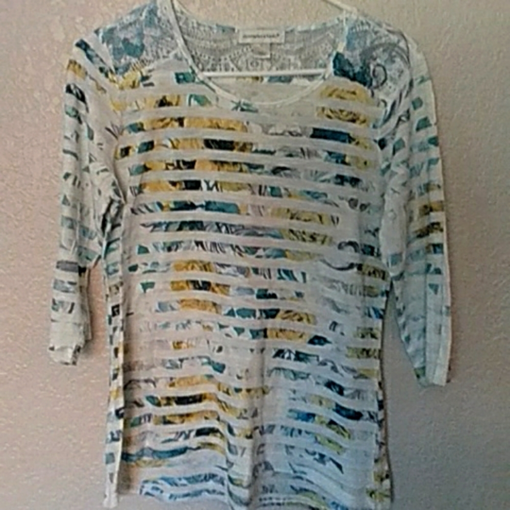 Christopher Banks White & Turquoise Floral top S